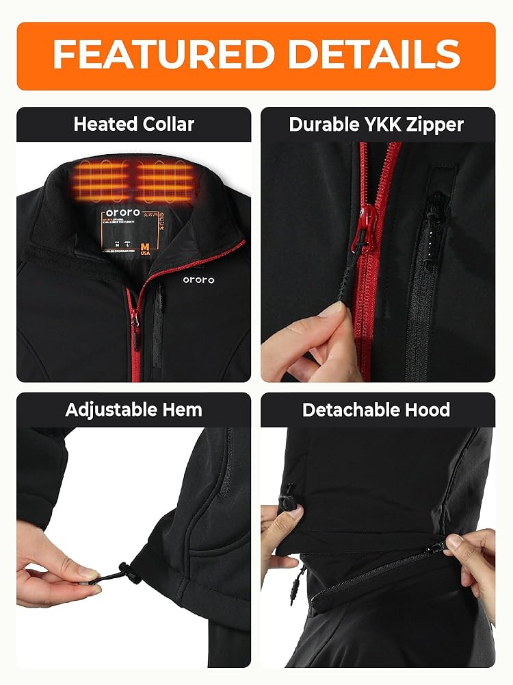 Amazon.com: ORORO Women's Heated Jacket With Collar, 4 Heat